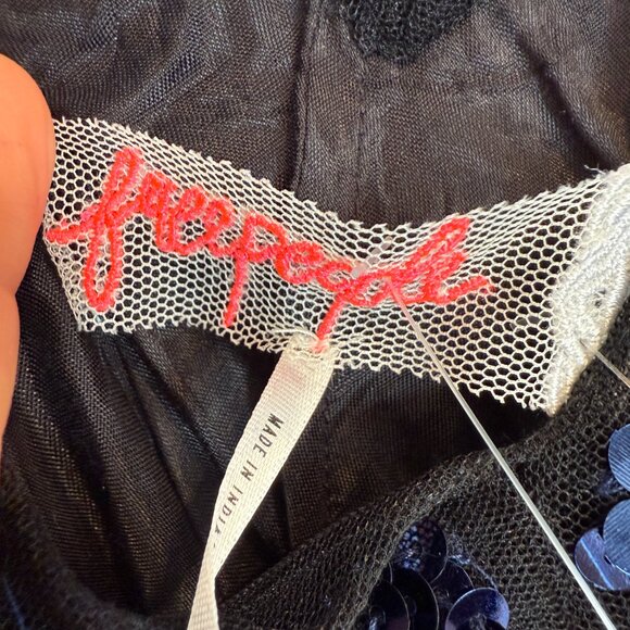 Free People Blue Sequin Cocktail Party Y2K V-Neck Dress Flirty Club Medium - Picture 11 of 16